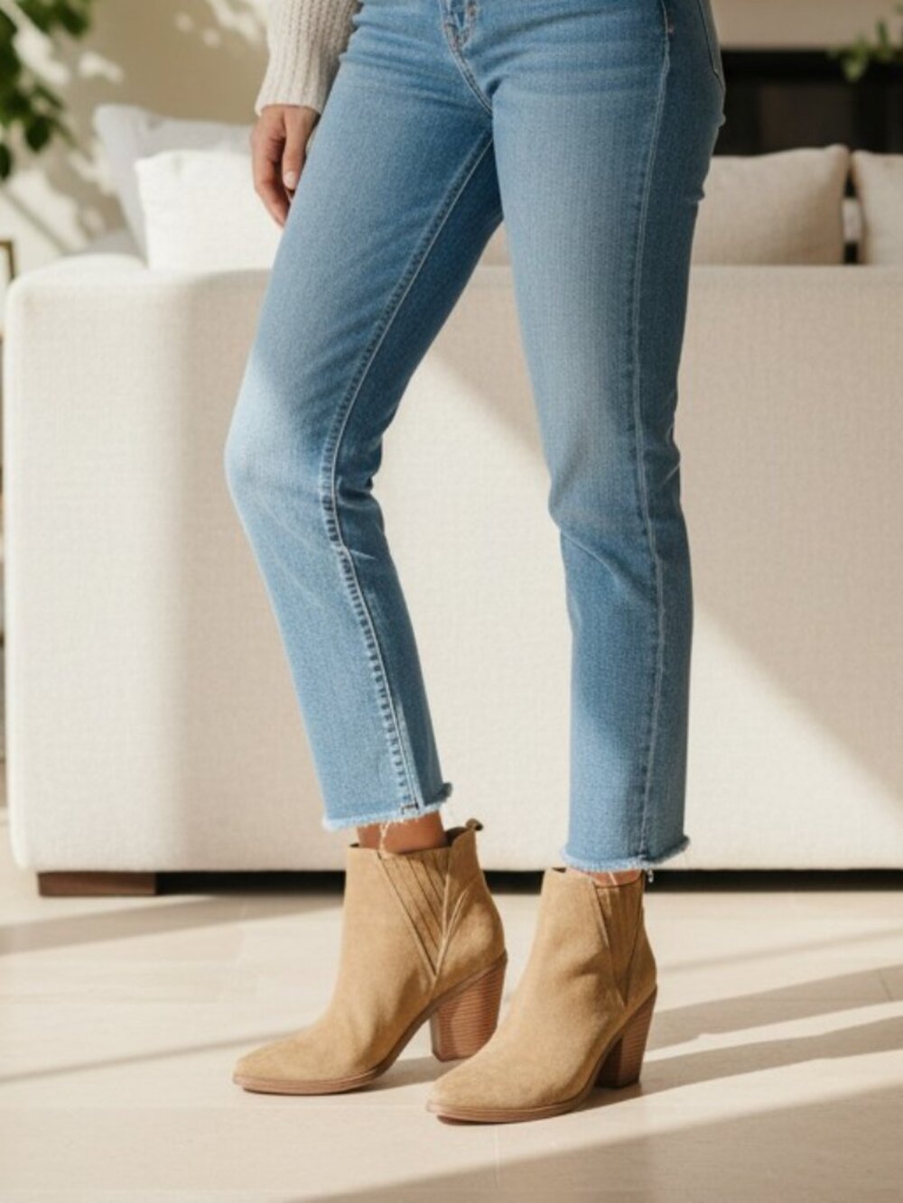 Marc Fisher Brown Cognac Leather Suede Alva Pointy Bootie 9.5